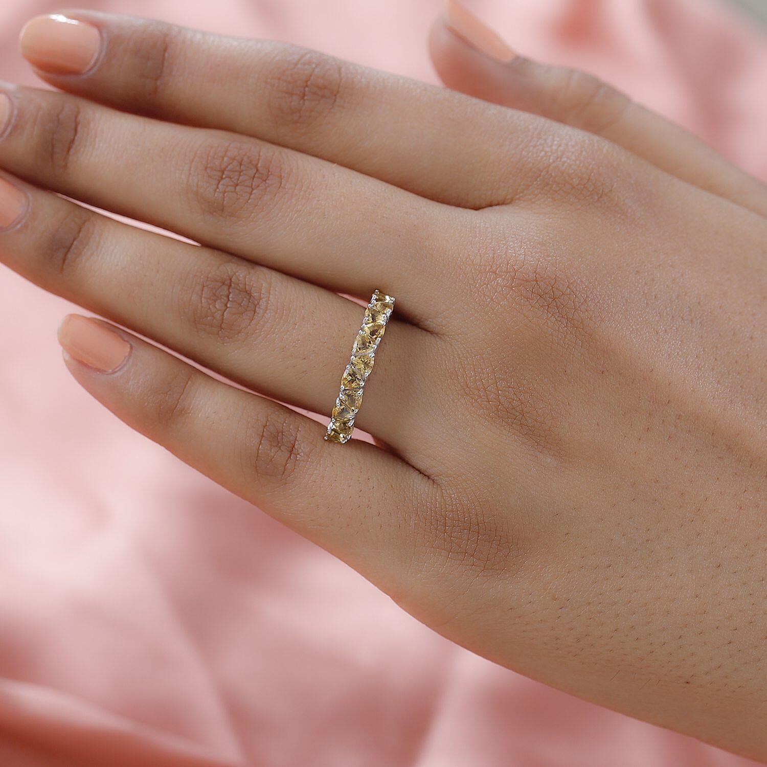 Citrine Band Ring in Platinum Overlay Sterling Silver 1.144 Ct