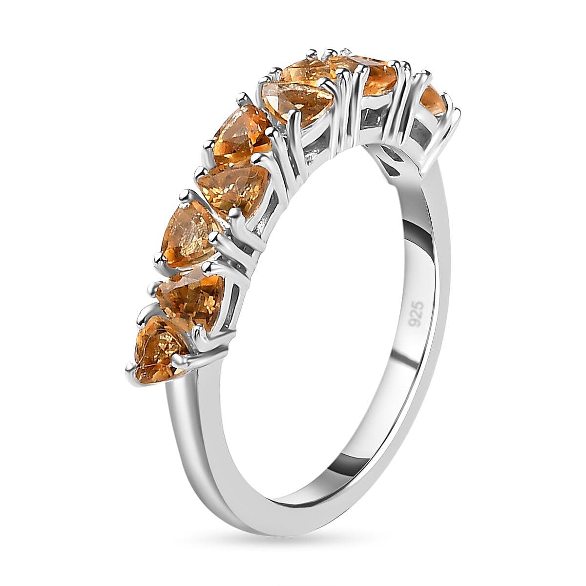 Citrine Band Ring in Platinum Overlay Sterling Silver 1.144 Ct