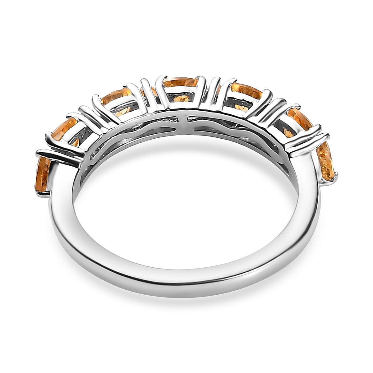 Citrine Band Ring in Platinum Overlay Sterling Silver 1.144 Ct