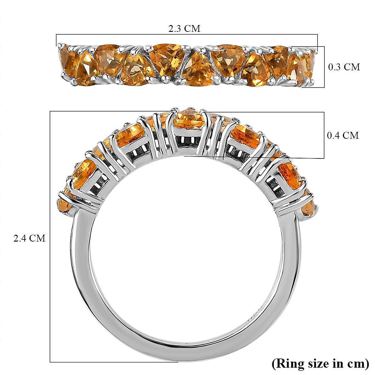 Citrine Band Ring in Platinum Overlay Sterling Silver 1.144 Ct