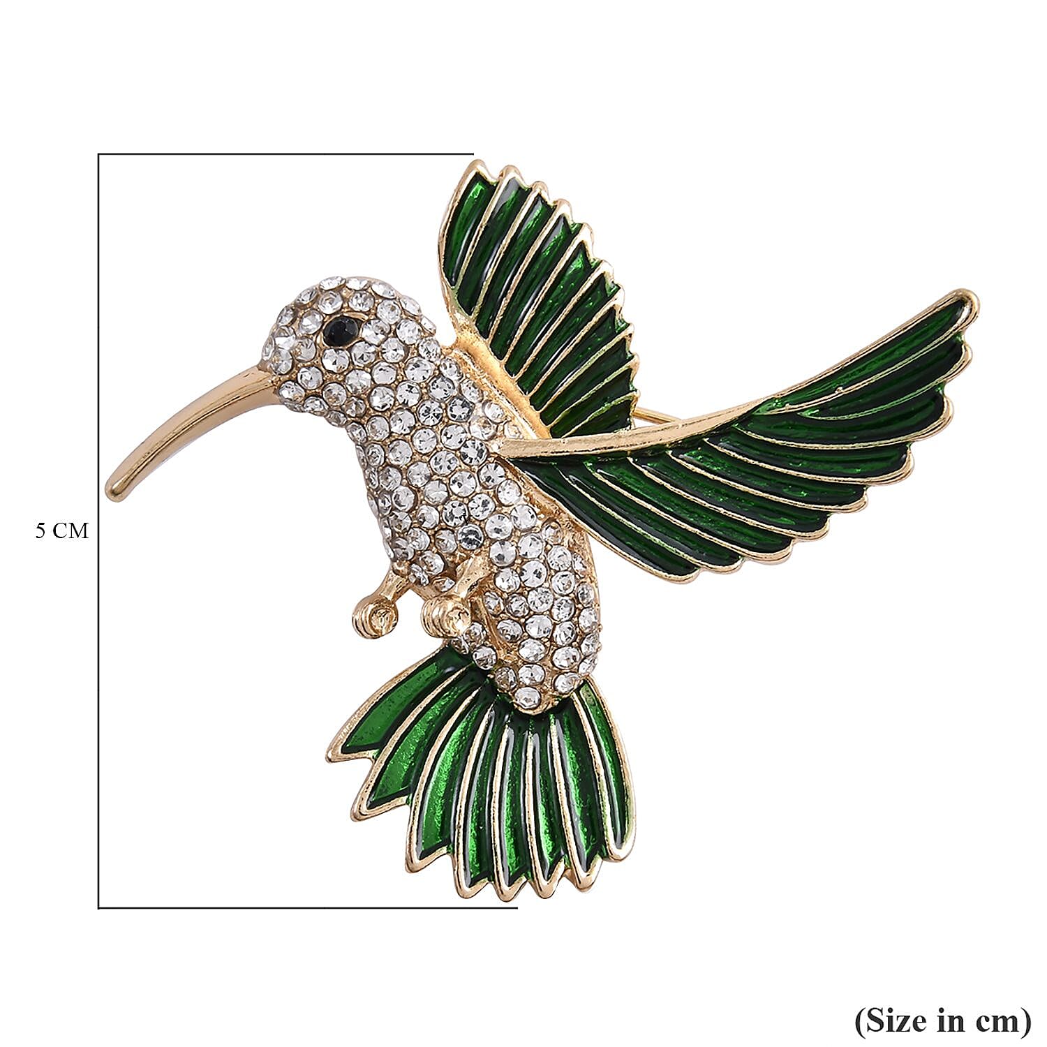Black Austrian Crystal and White Austrian Crystal Kingfisher Bird Enamelled Brooch in Gold Tone