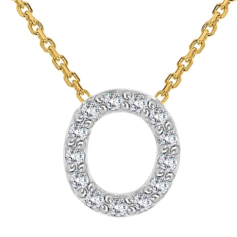 9K Yellow and White Gold With VS SI Diamond Circle Necklace 17 Inch