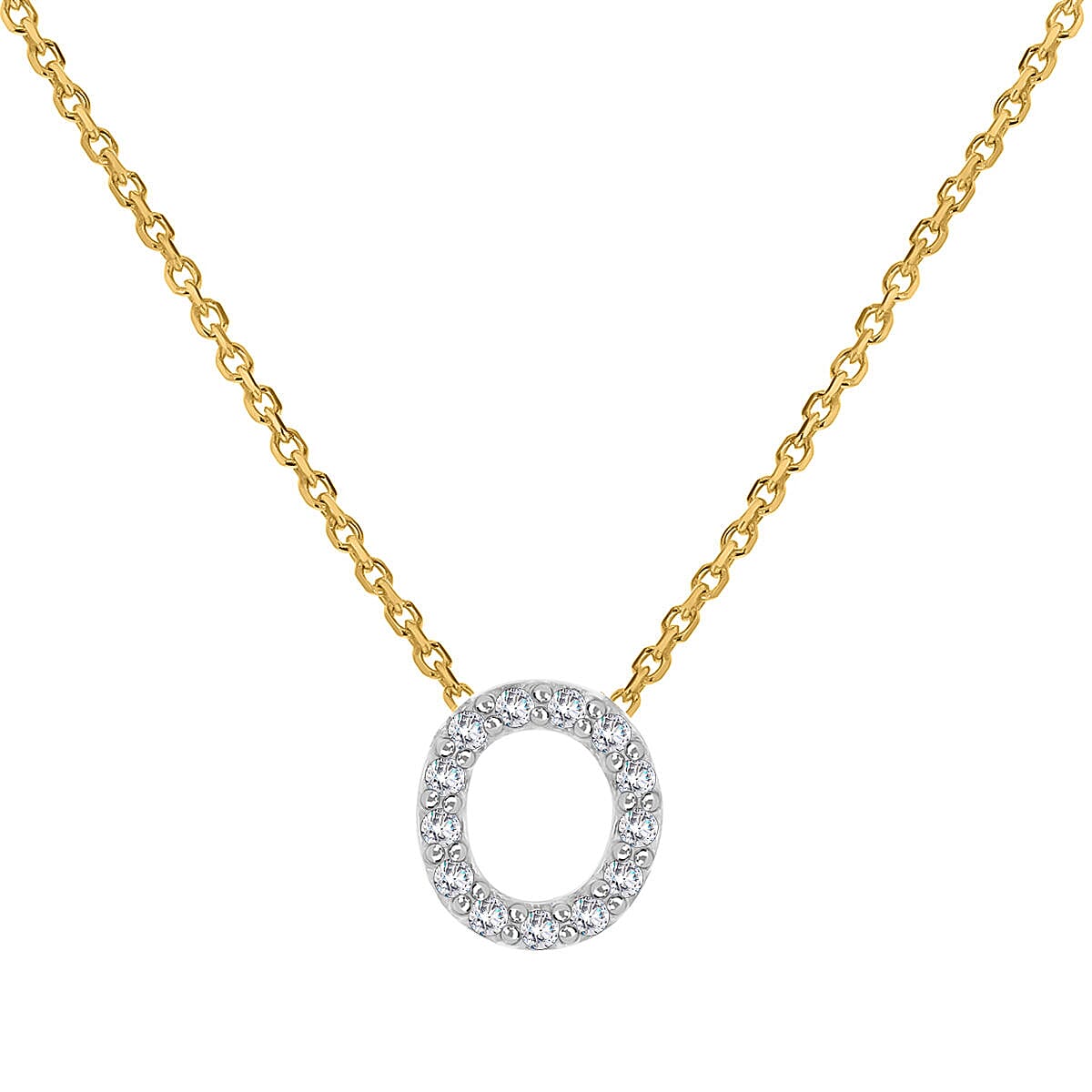 9K Yellow and White Gold With VS SI Diamond Circle Necklace 17 Inch