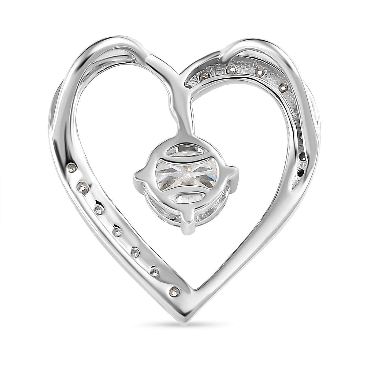 9K White Gold Moissanite Heart Pendant 1.07 Ct