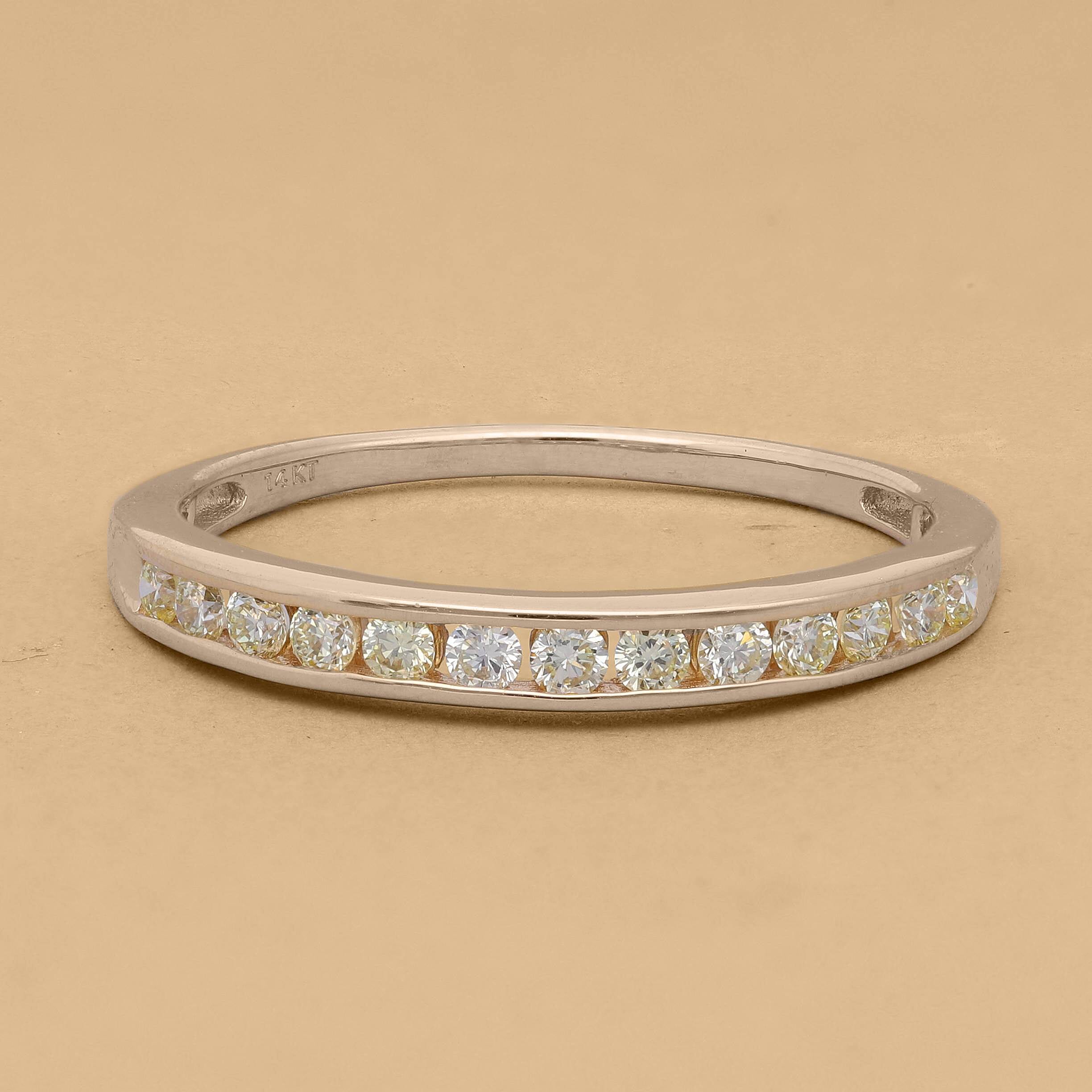 JCK Vegas Close Out - 14K Yellow Gold SGL Certified Natural Yellow Diamond (VS2) Half Eternity Ring 0.50 Ct.