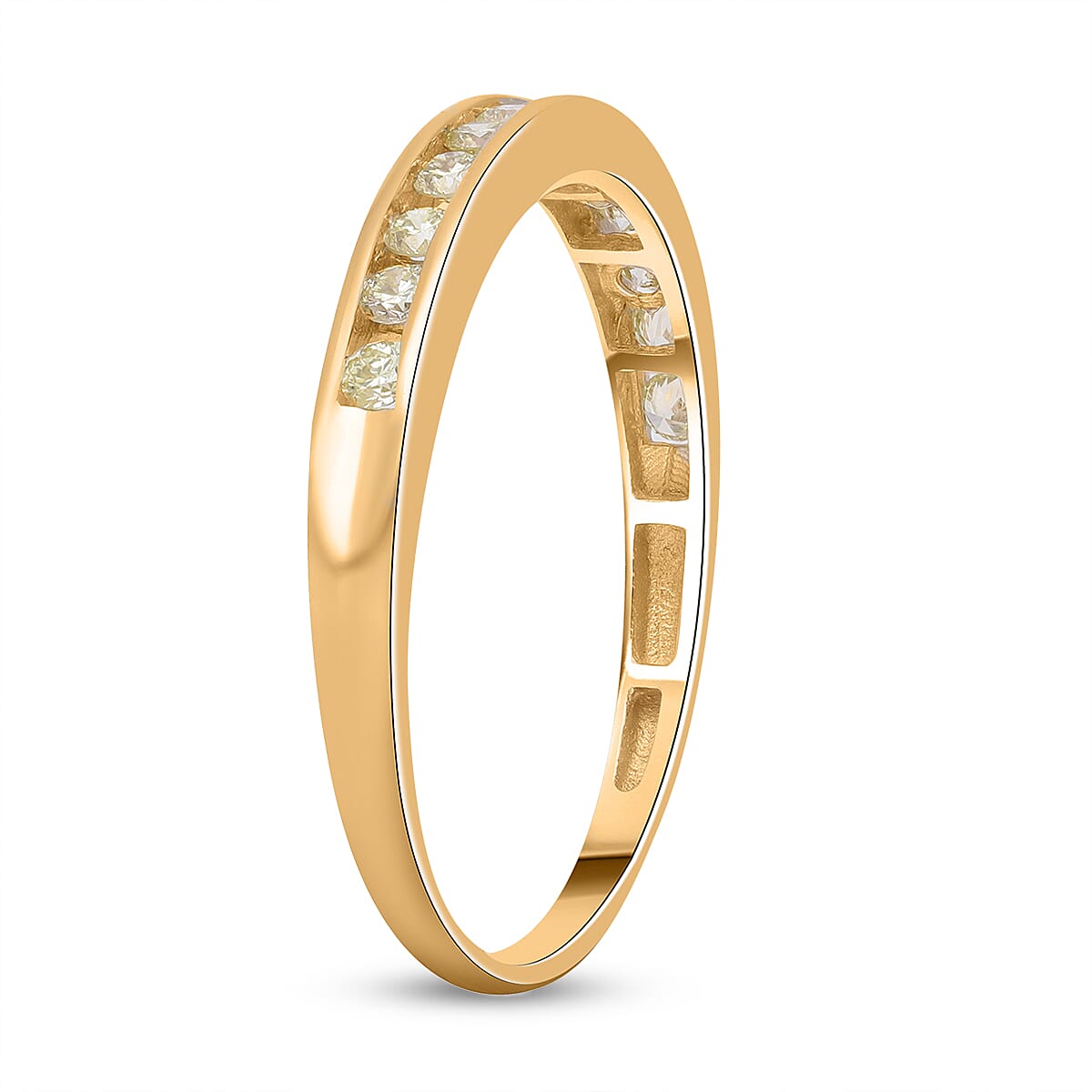 JCK Vegas Close Out - 14K Yellow Gold SGL Certified Natural Yellow Diamond (VS2) Half Eternity Ring 0.50 Ct.