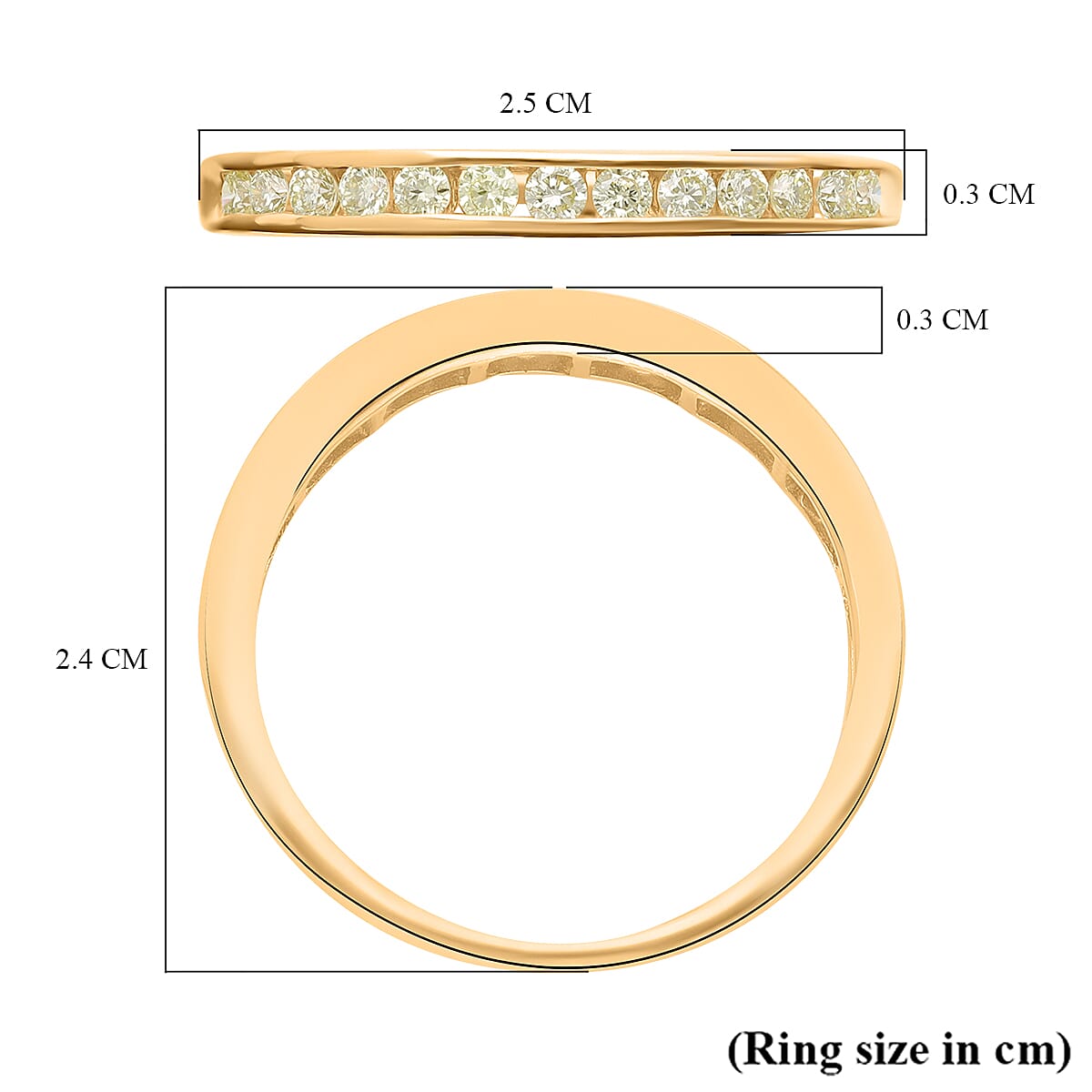 JCK Vegas Close Out - 14K Yellow Gold SGL Certified Natural Yellow Diamond (VS2) Half Eternity Ring 0.50 Ct.
