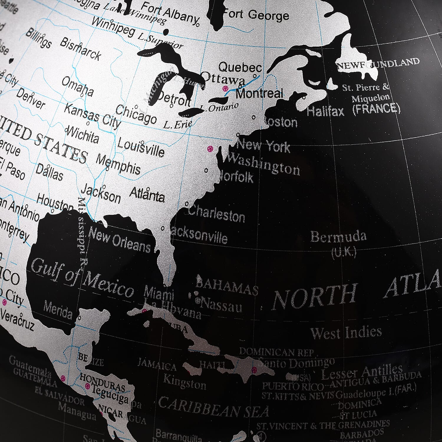 Black and Silver Rotating Globe (Size 15cm Dia)