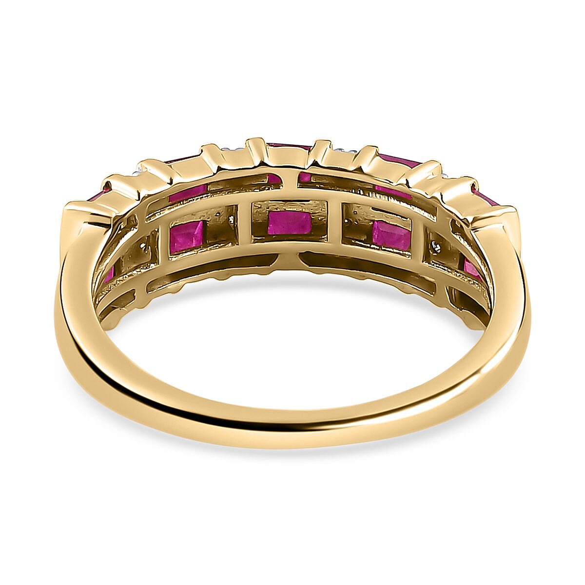 9K Yellow Gold Ruby and Moissanite Ring 1.27 Ct.
