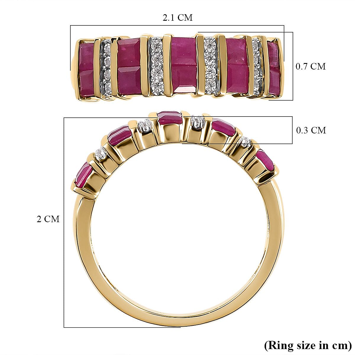 9K Yellow Gold Ruby and Moissanite Ring 1.27 Ct.