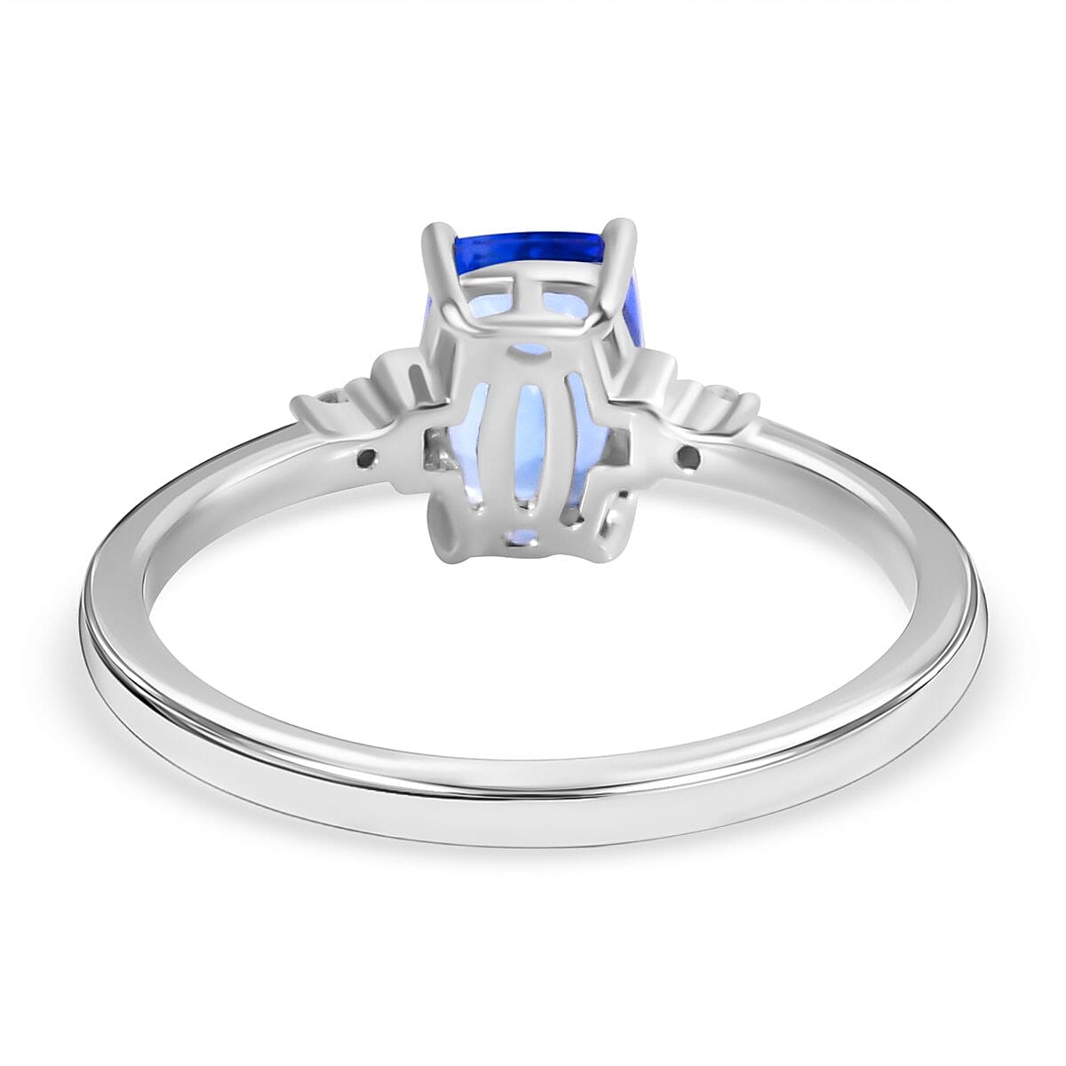 14K White Gold AAA Tanzanite and Diamond Ring 0.95 Ct.