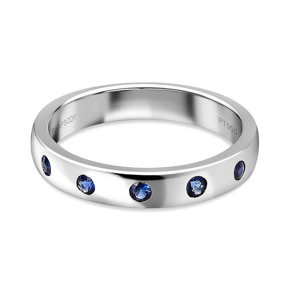 RHAPSODY 950 Platinum AAAA Ceylon Sapphire Ring .Platinum Wt. 6.57 Gms.