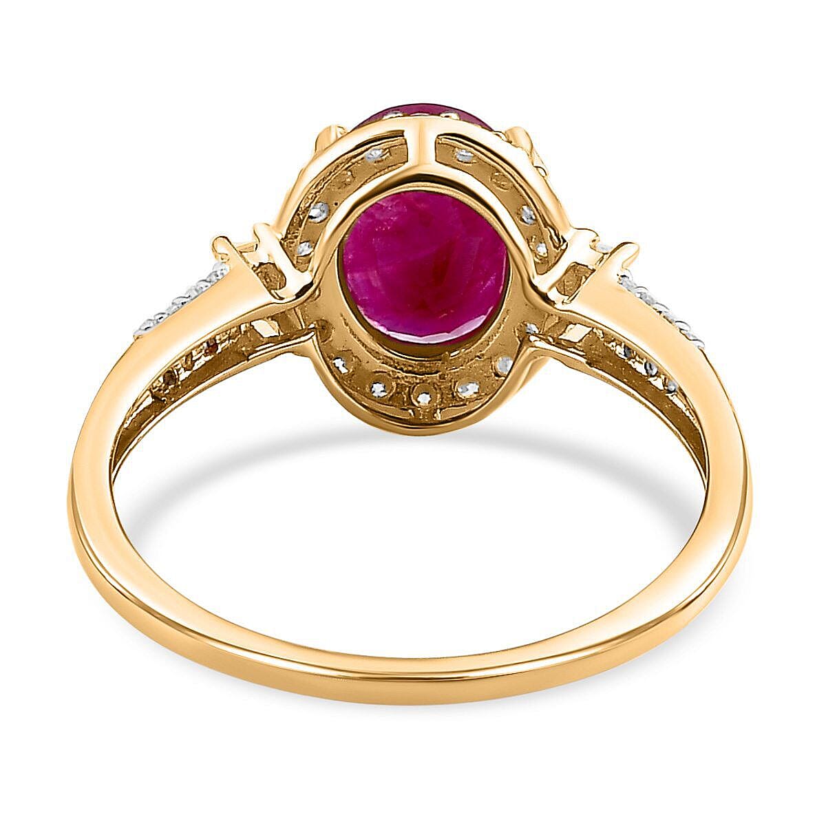 9K Yellow Gold AA Ruby and Moissanite Ring 2.02 Ct