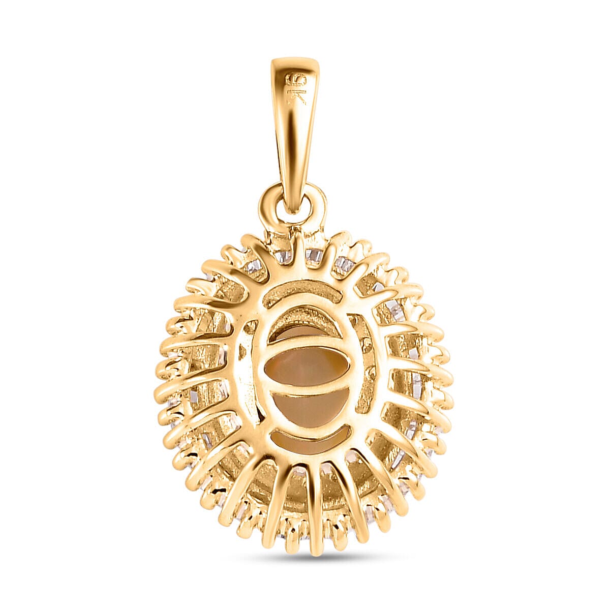 9K Yellow Gold AAA Ethiopian Welo Opal and Diamond Pendant 0.83 Ct