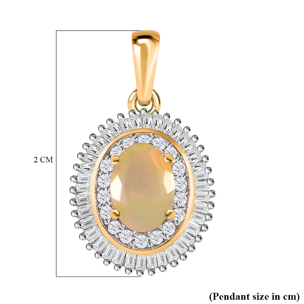 9K Yellow Gold AAA Ethiopian Welo Opal and Diamond Pendant 0.83 Ct