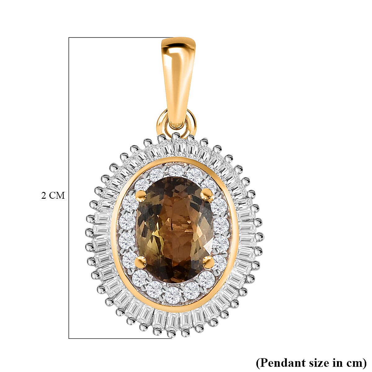 9K Yellow Gold Yellow Tanzanite and Diamond Pendant 1.13 Ct