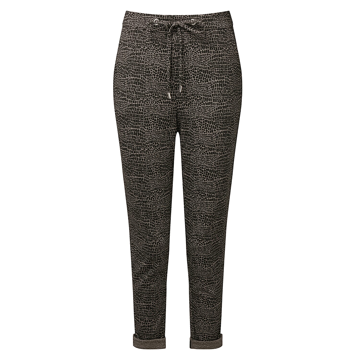 EMRECO Animal Pattern Ponte Jogger with Elasticated Waistband (Size 14) - Khaki