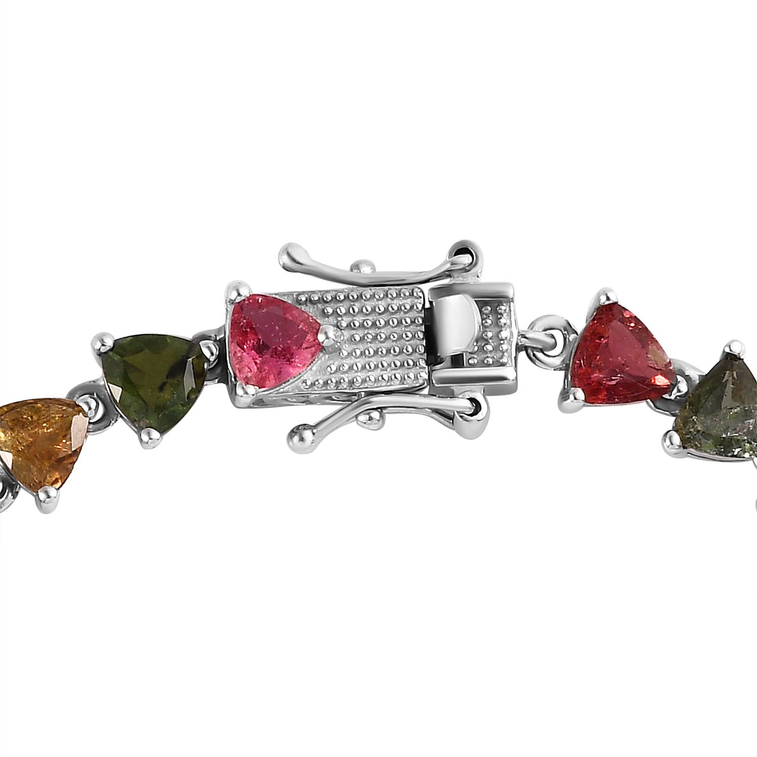 Multi-Tourmaline Bracelet (Size - 7.5) in Platinum Overlay Sterling Silver 11.02 Ct, Silver Wt. 8.50 Gms