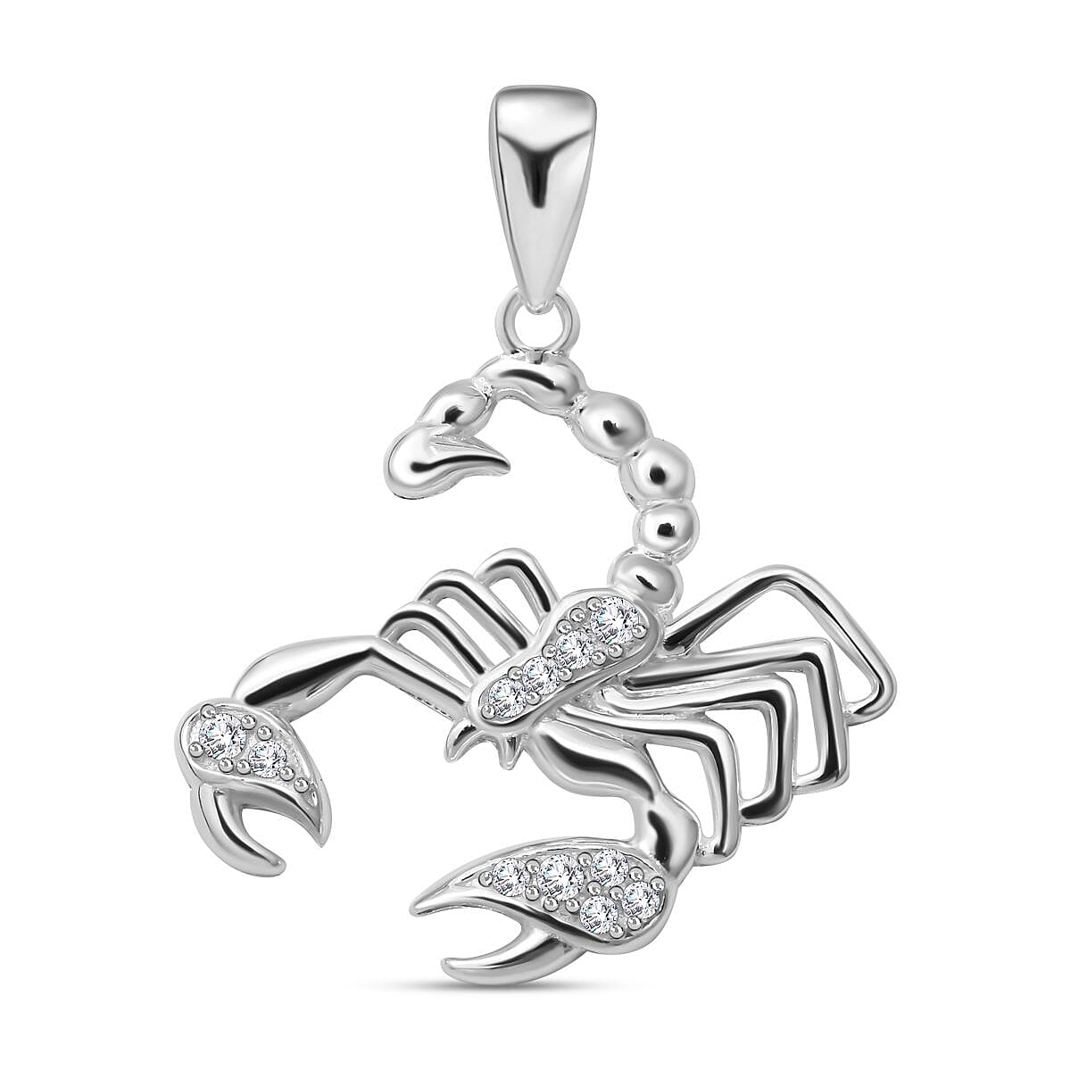 NY Closeout - ELANZA Simulated Diamond Scorpion Pendant in Sterling Silver