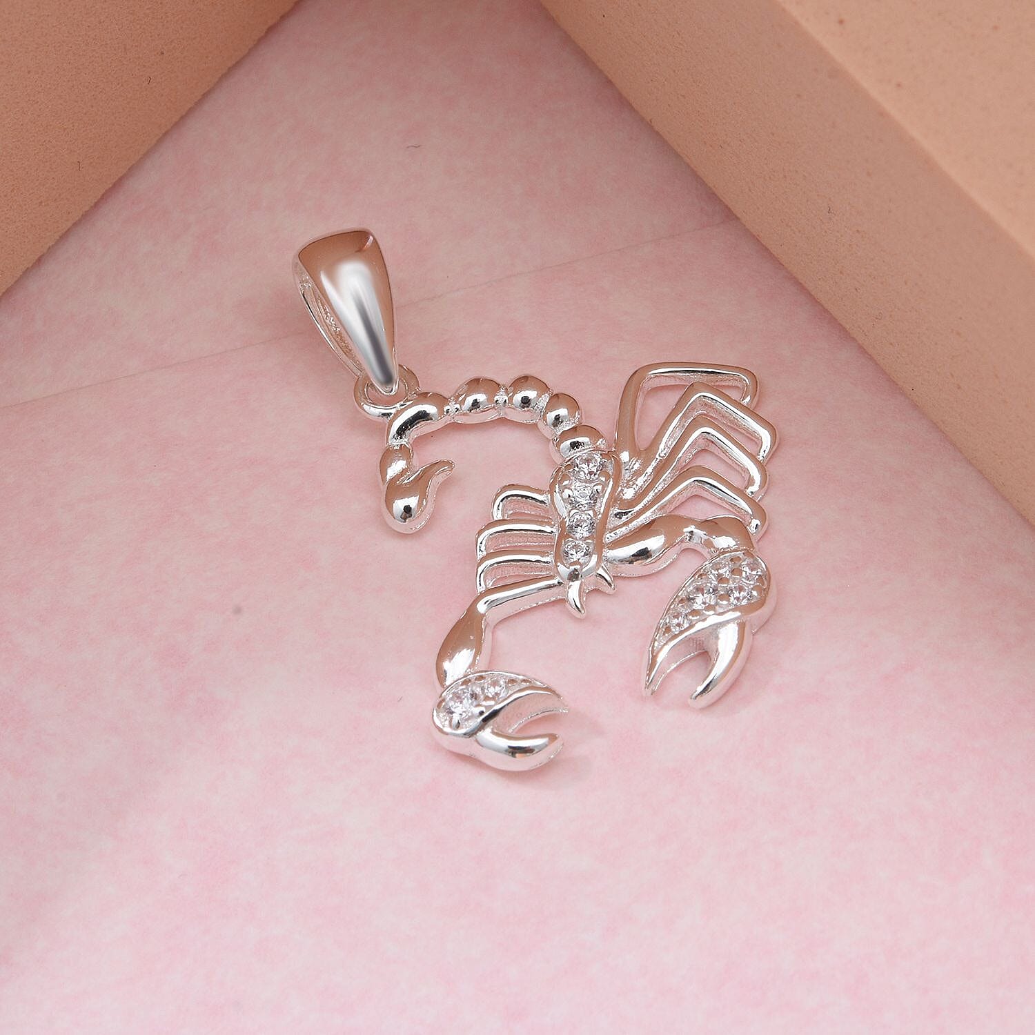 NY Closeout - ELANZA Simulated Diamond Scorpion Pendant in Sterling Silver