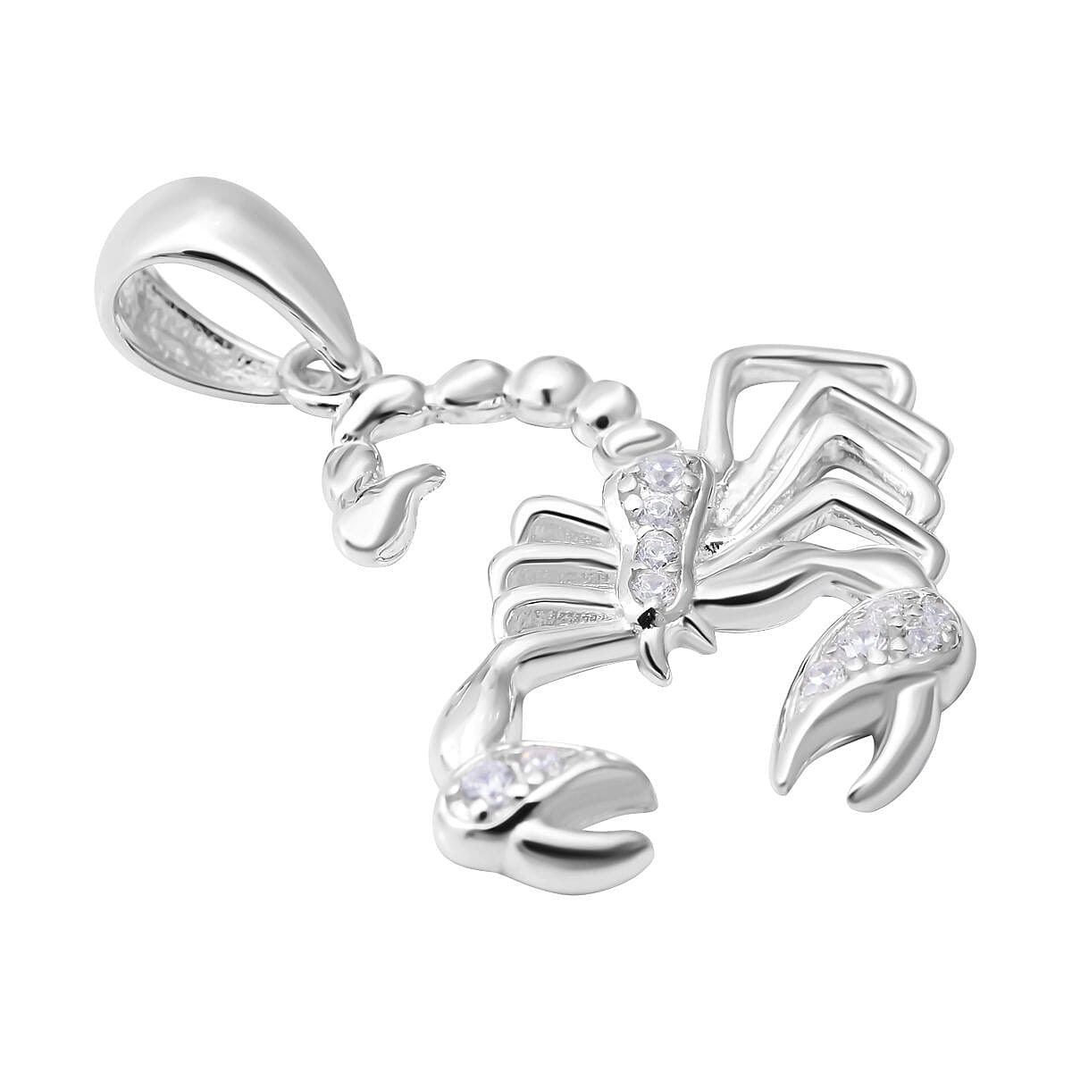 NY Closeout - ELANZA Simulated Diamond Scorpion Pendant in Sterling Silver