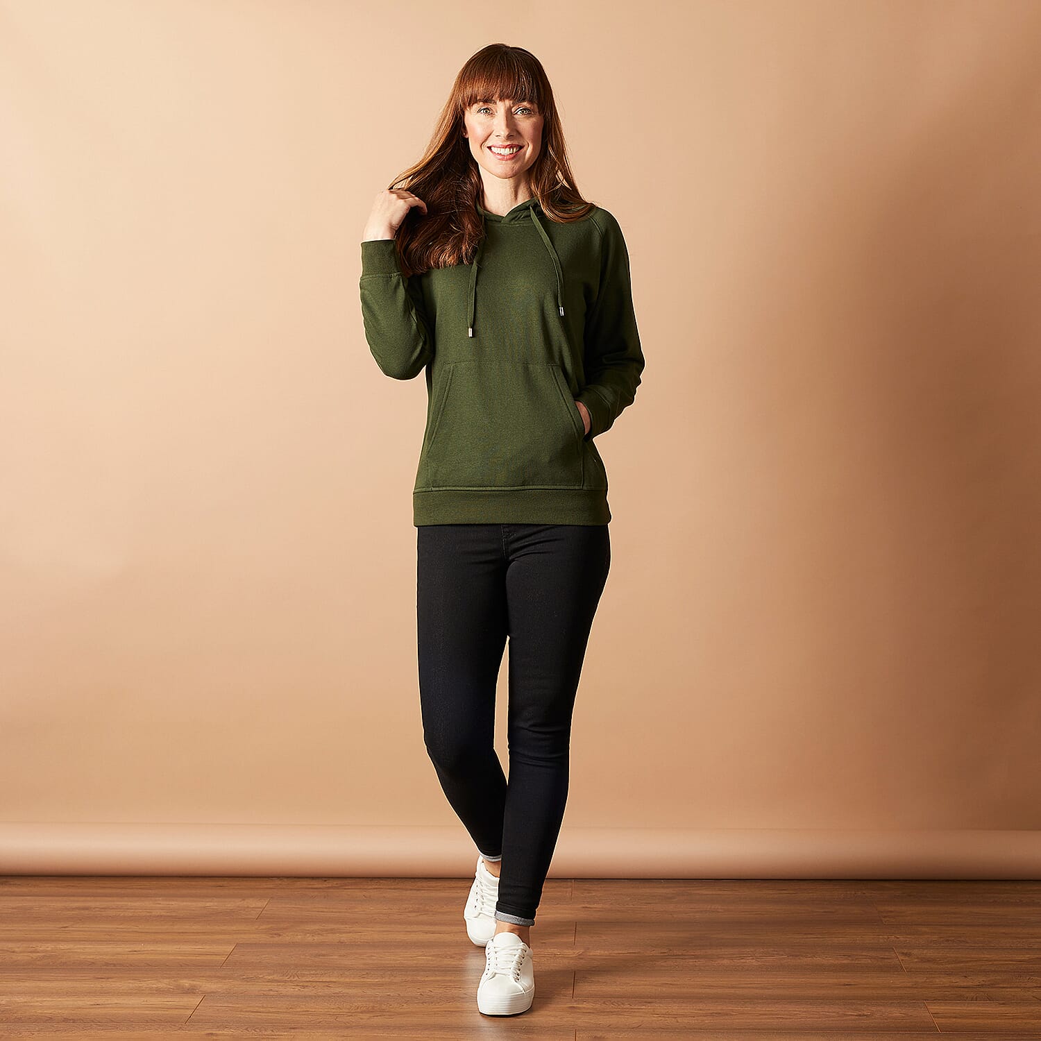 Fleece Lined Hoodie with Drawstring - Grey