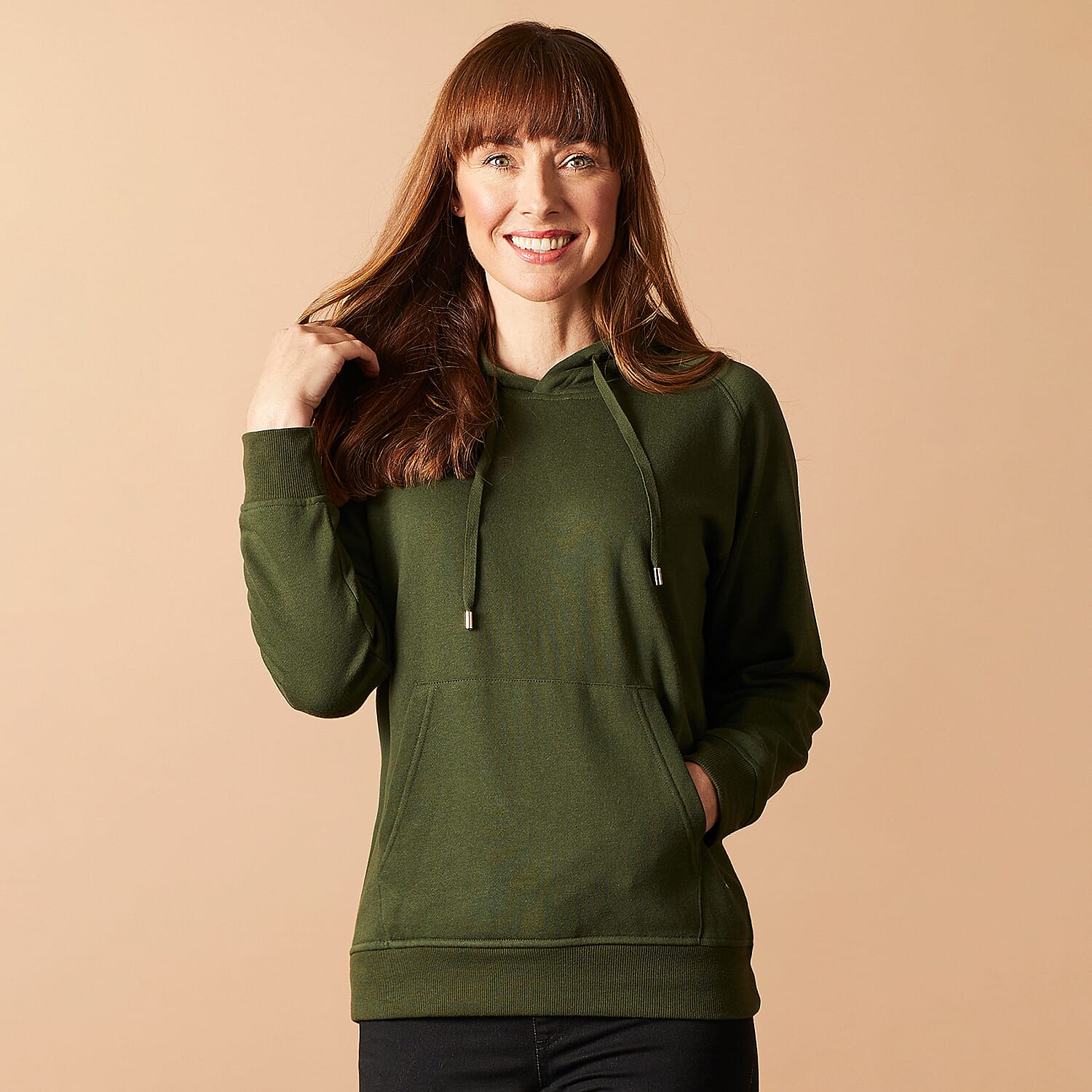 Fleece Lined Hoodie with Drawstring - Grey