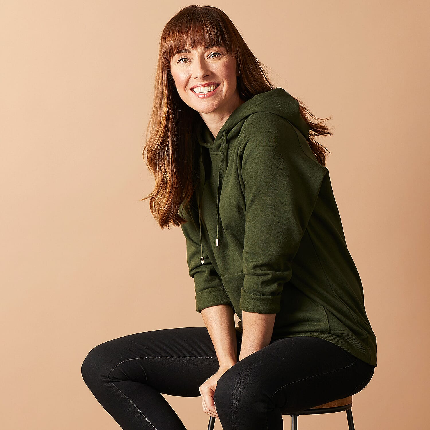 Fleece Lined Hoodie with Drawstring - Grey