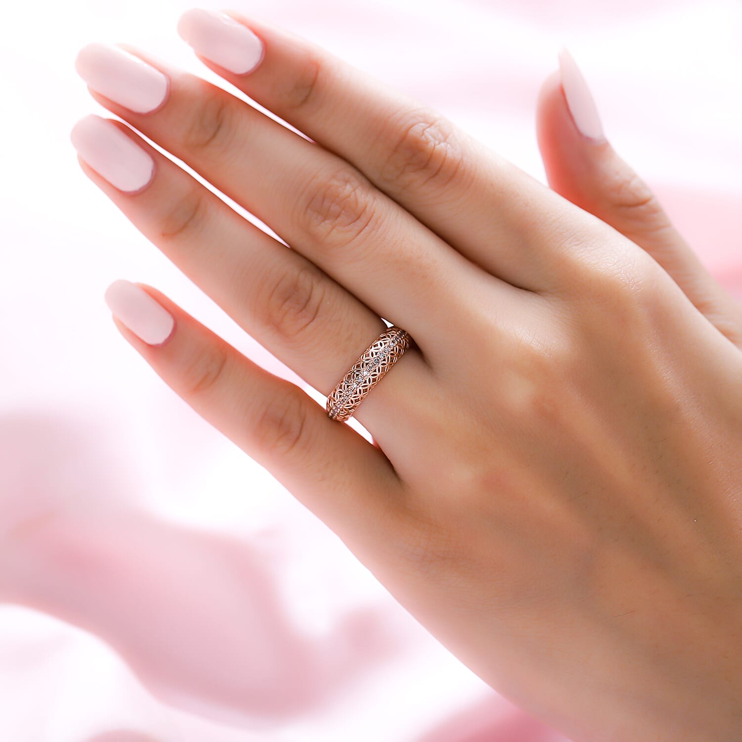 9K Rose Gold SGL Certified Natural Pink Diamond Ring 0.33 Ct.