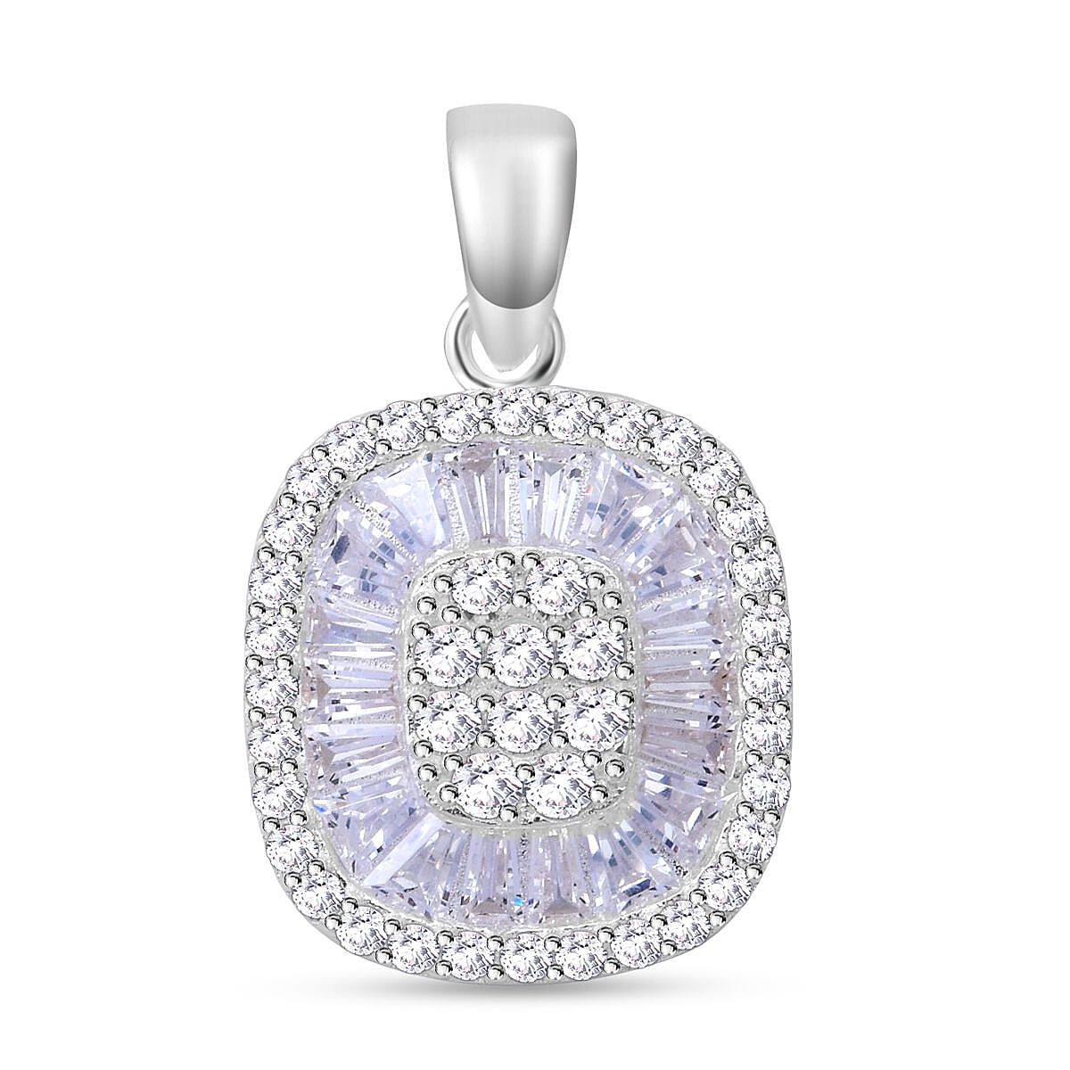 ELANZA Simulated Diamond Cluster Pendant in Sterling Silver