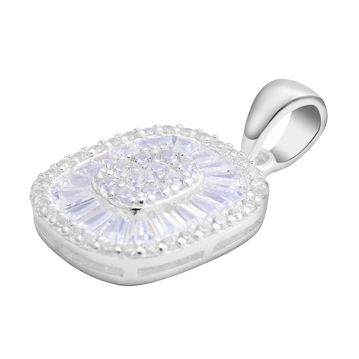 ELANZA Simulated Diamond Cluster Pendant in Sterling Silver