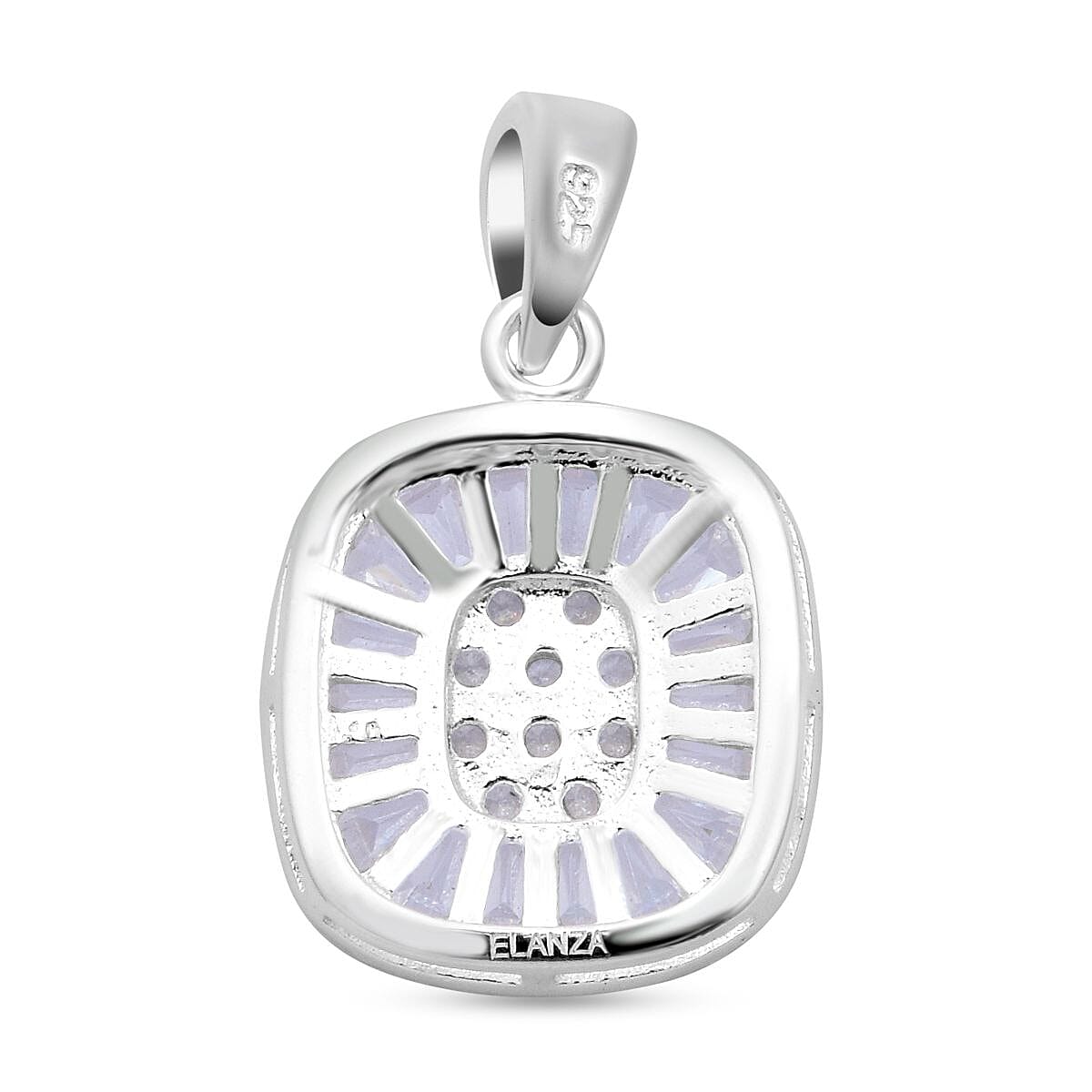 ELANZA Simulated Diamond Cluster Pendant in Sterling Silver