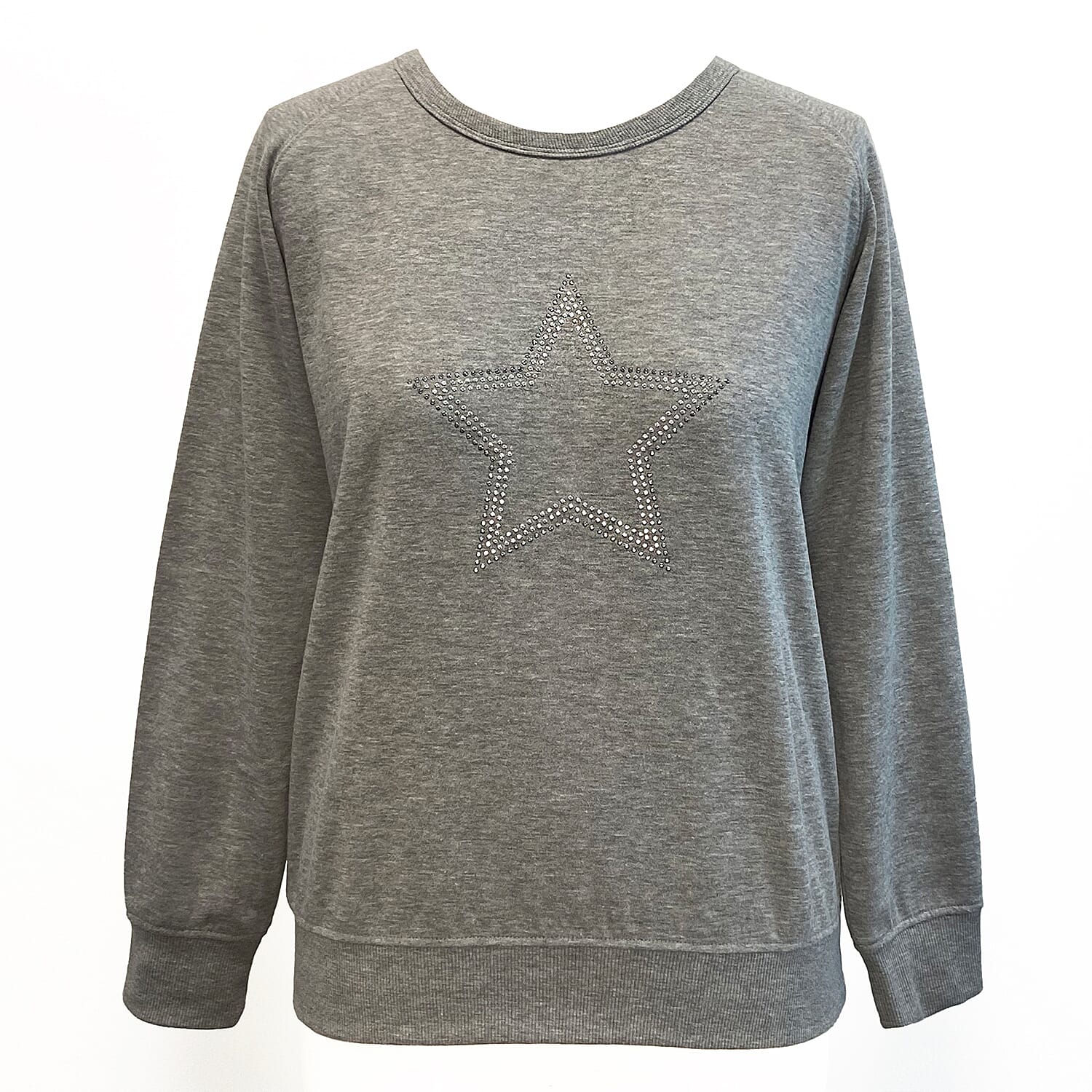 Diamante Star Sweater with Long Sleeves (Size L) - Grey