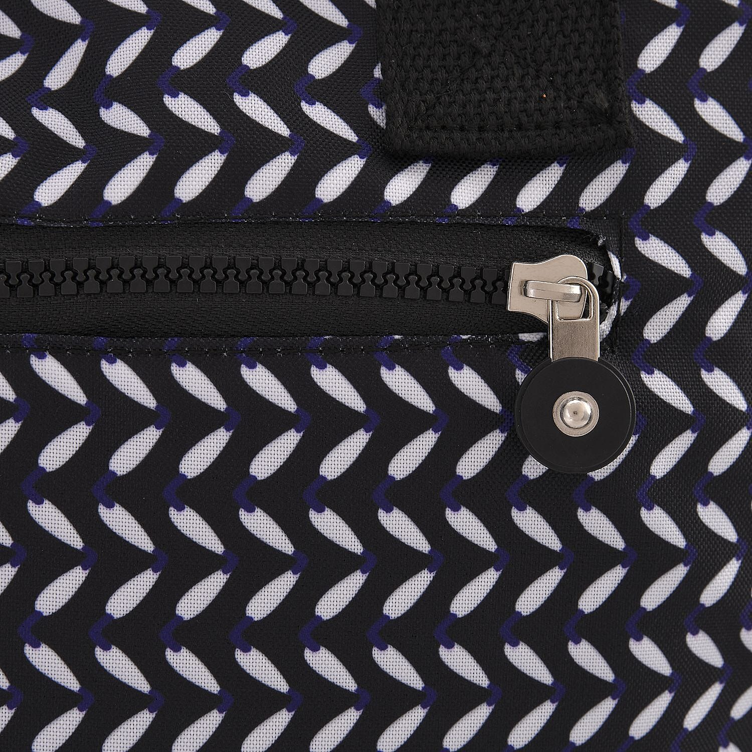 Multi Pocket Leaf Pattern Tote Bag (Size 36x33x13 cm) - Navy