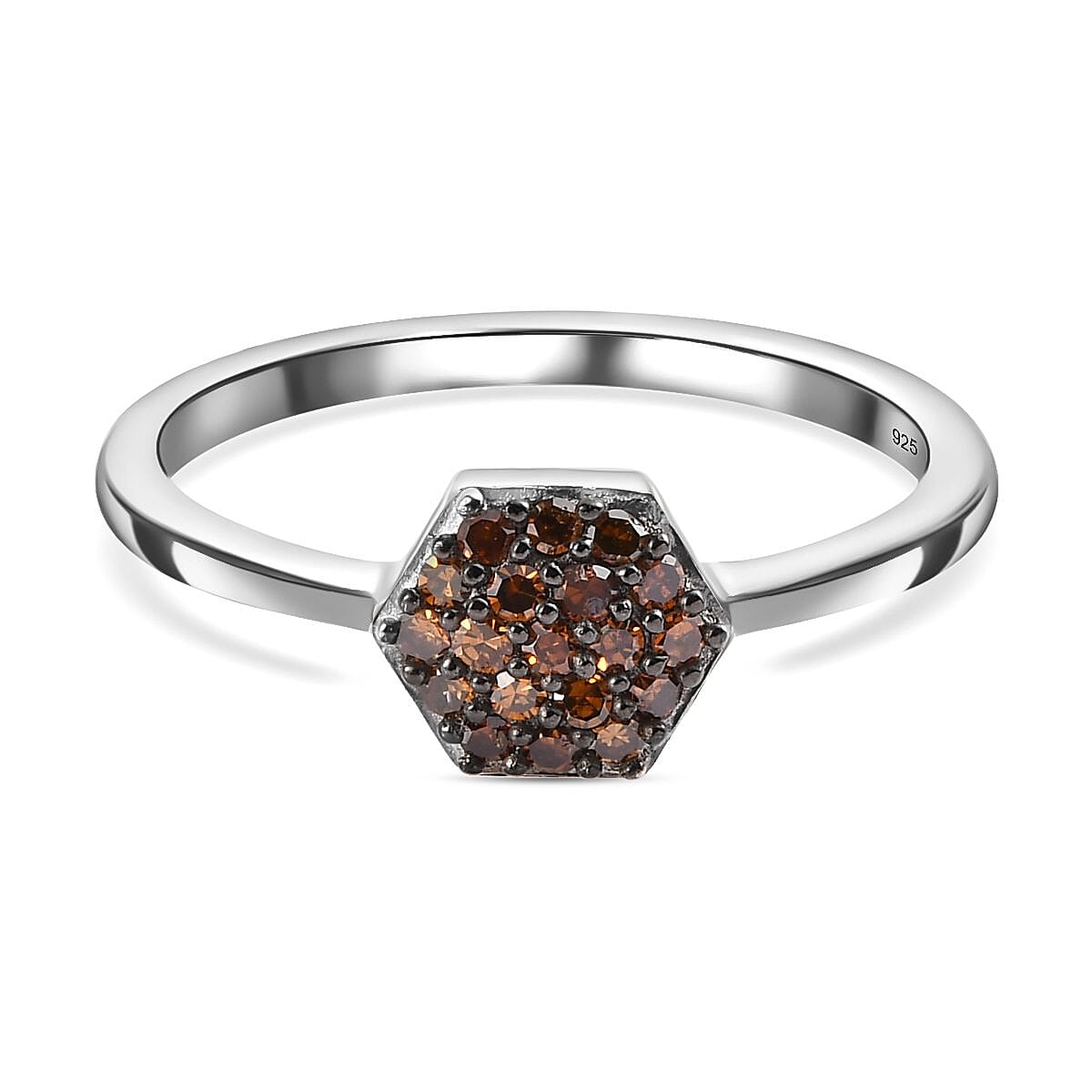 Red Diamond Ring in Platinum Overlay Sterling Silver 0.209 Ct.