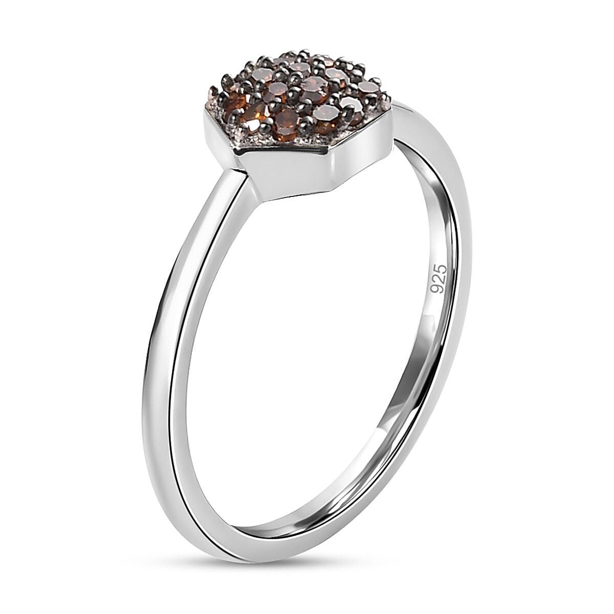 Red Diamond Ring in Platinum Overlay Sterling Silver 0.209 Ct.