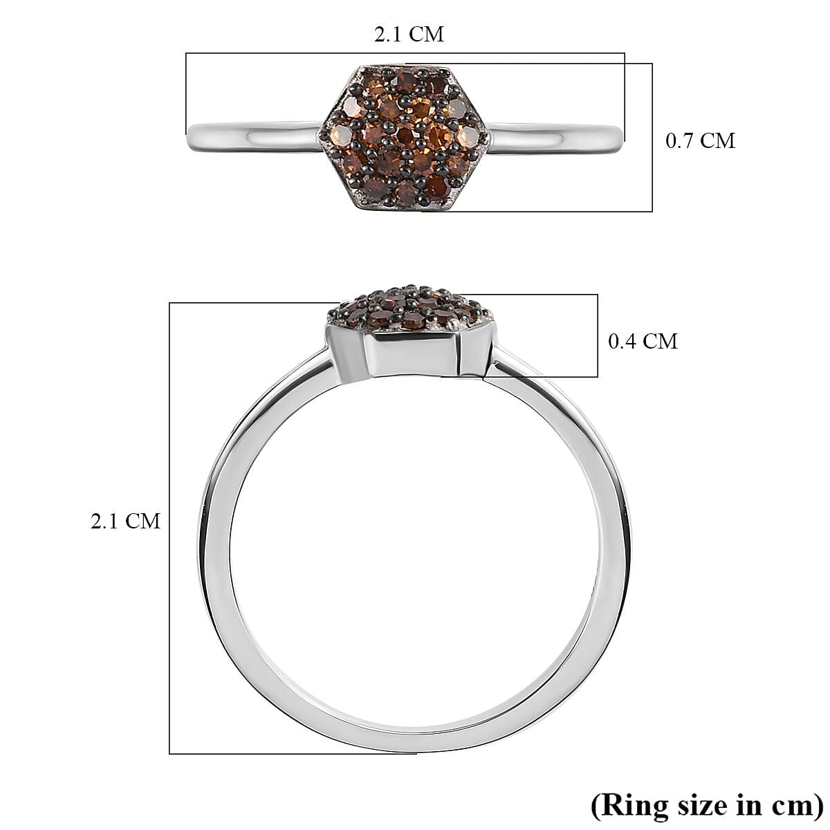 Red Diamond Ring in Platinum Overlay Sterling Silver 0.209 Ct.