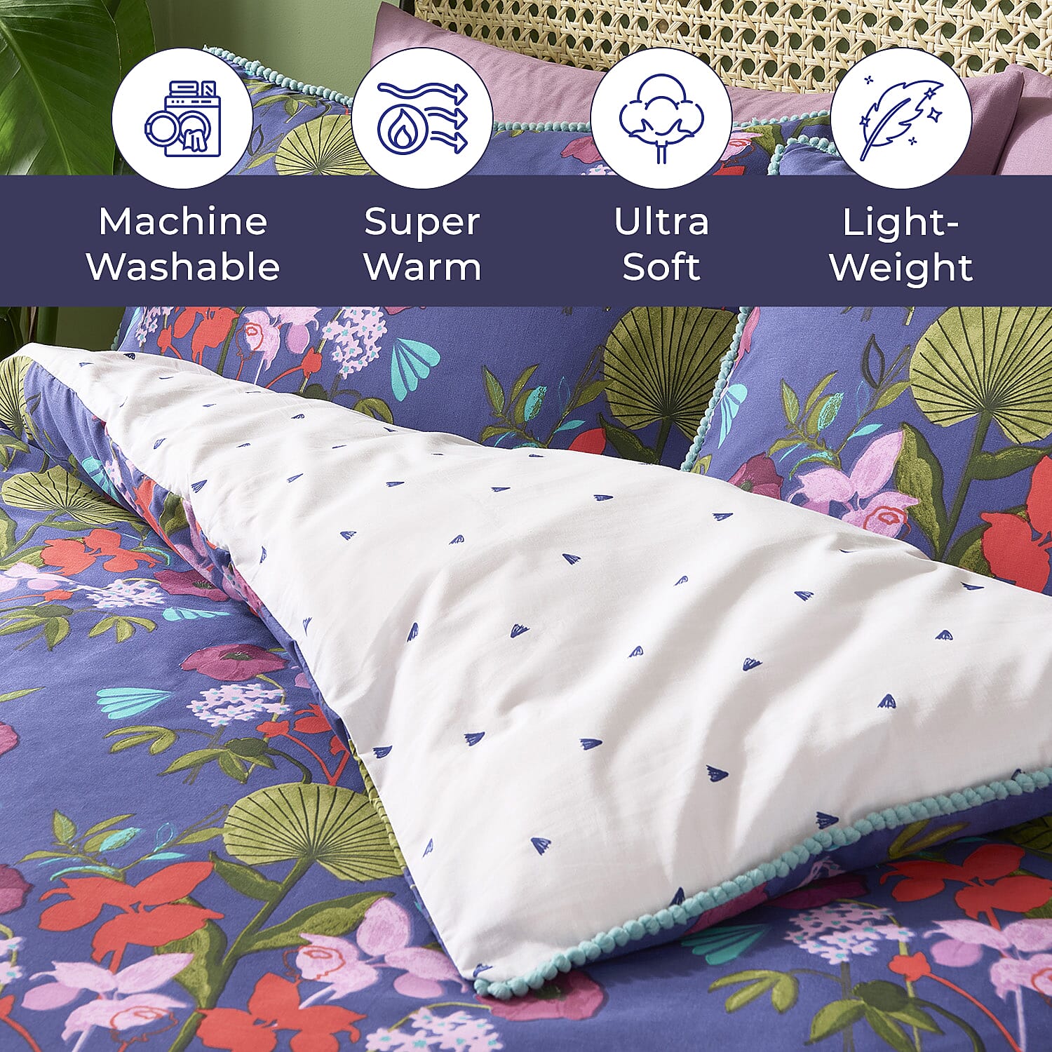 Kate Merritt Tropical Garden Cotton Duvet Cover Sets King - Green & Multi