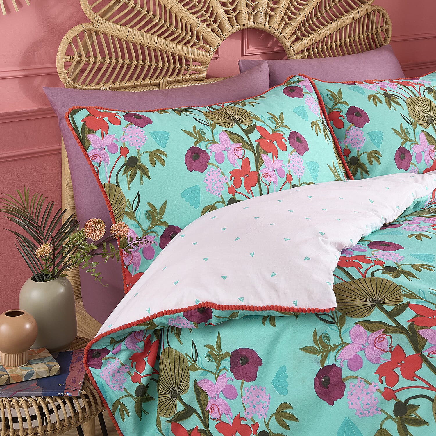 Kate Merritt Tropical Garden Cotton Duvet Cover Sets King - Green & Multi