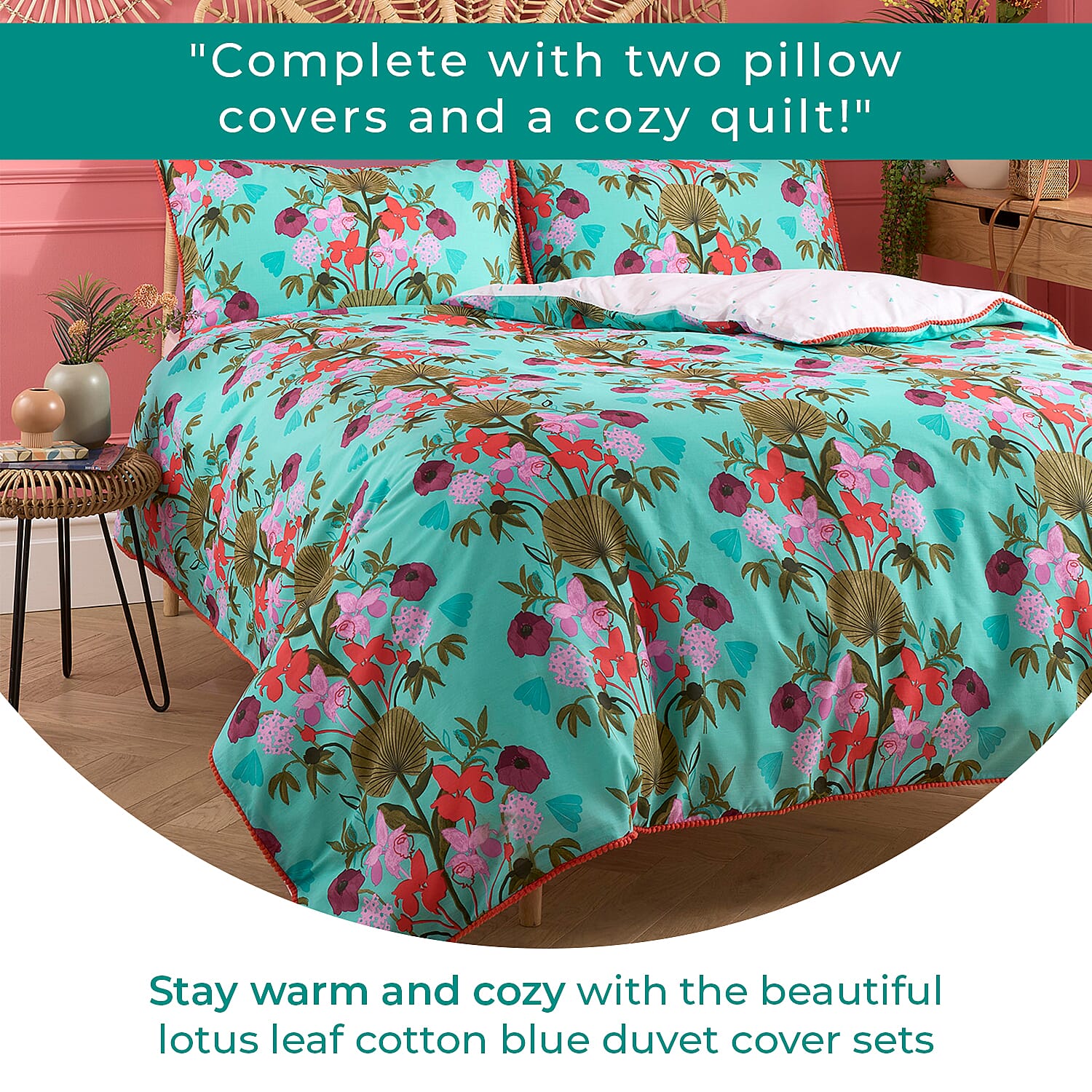 Kate Merritt Tropical Garden Cotton Duvet Cover Sets King - Green & Multi