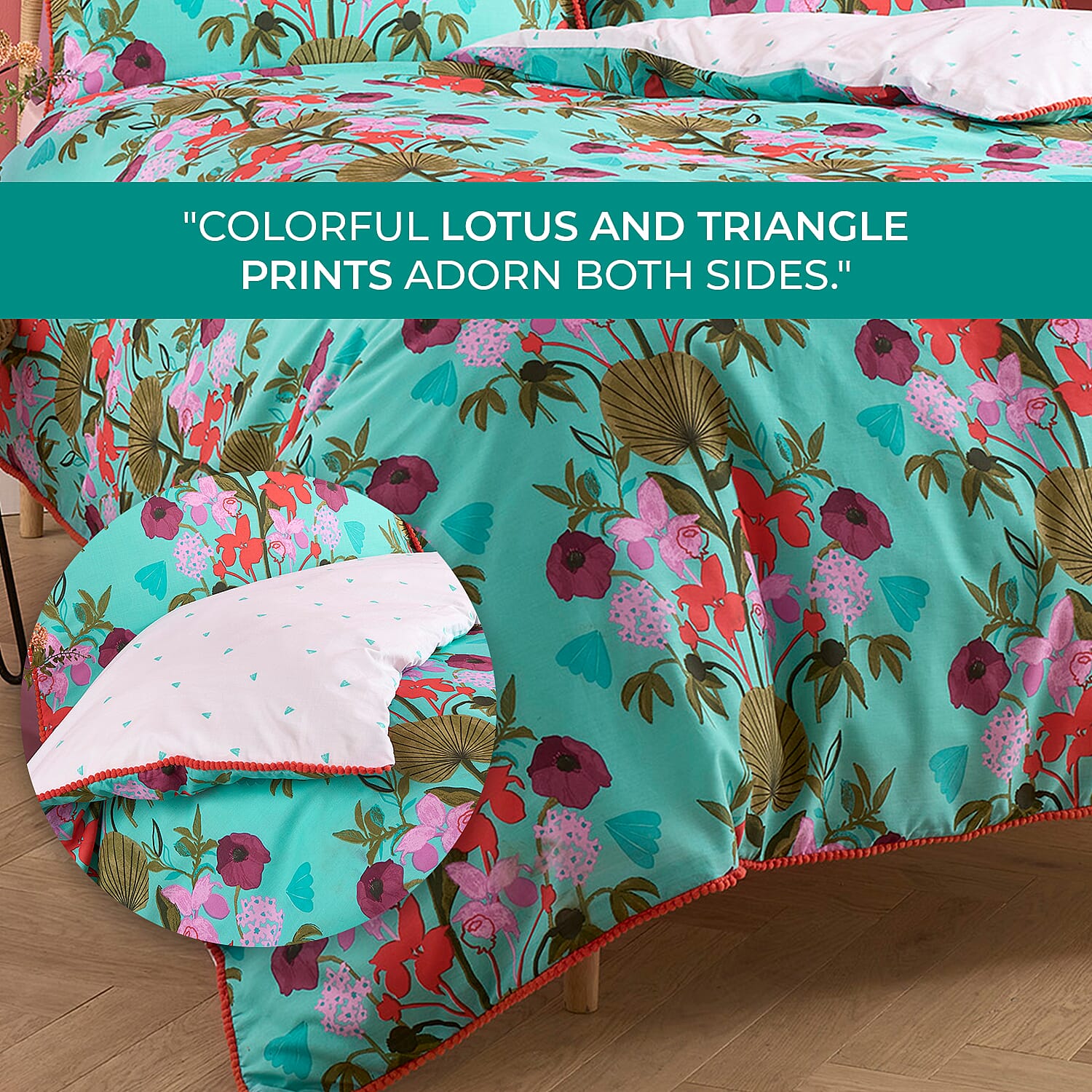 Kate Merritt Tropical Garden Cotton Duvet Cover Sets King - Green & Multi