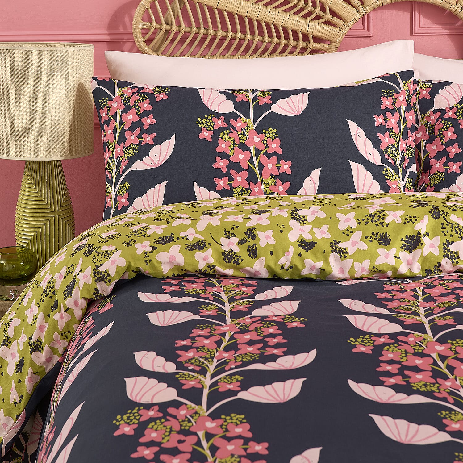 Kate Merritt Tropical Garden Cotton Duvet Cover Sets King - Green & Multi