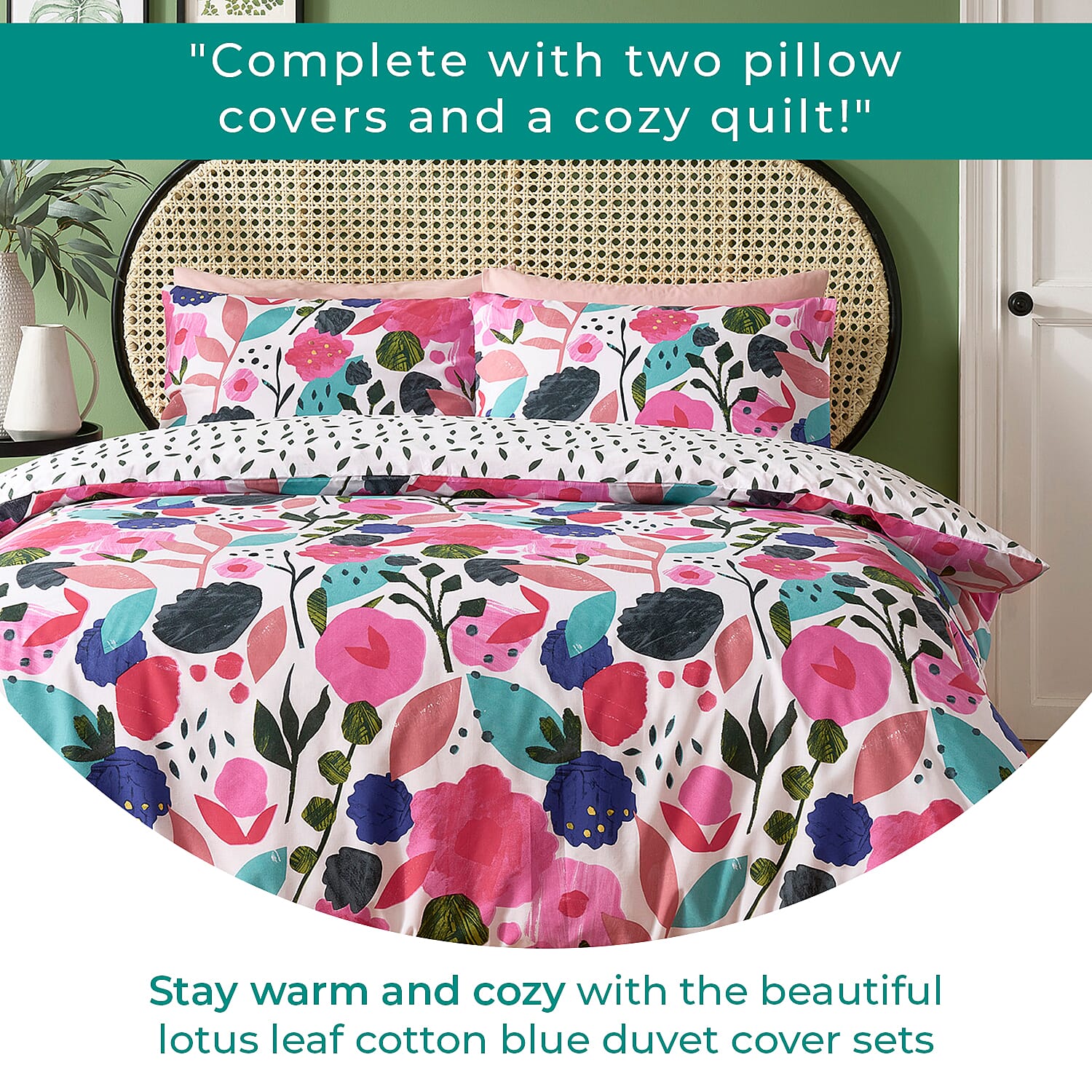 Kate Merritt Tropical Garden Cotton Duvet Cover Sets King - Green & Multi