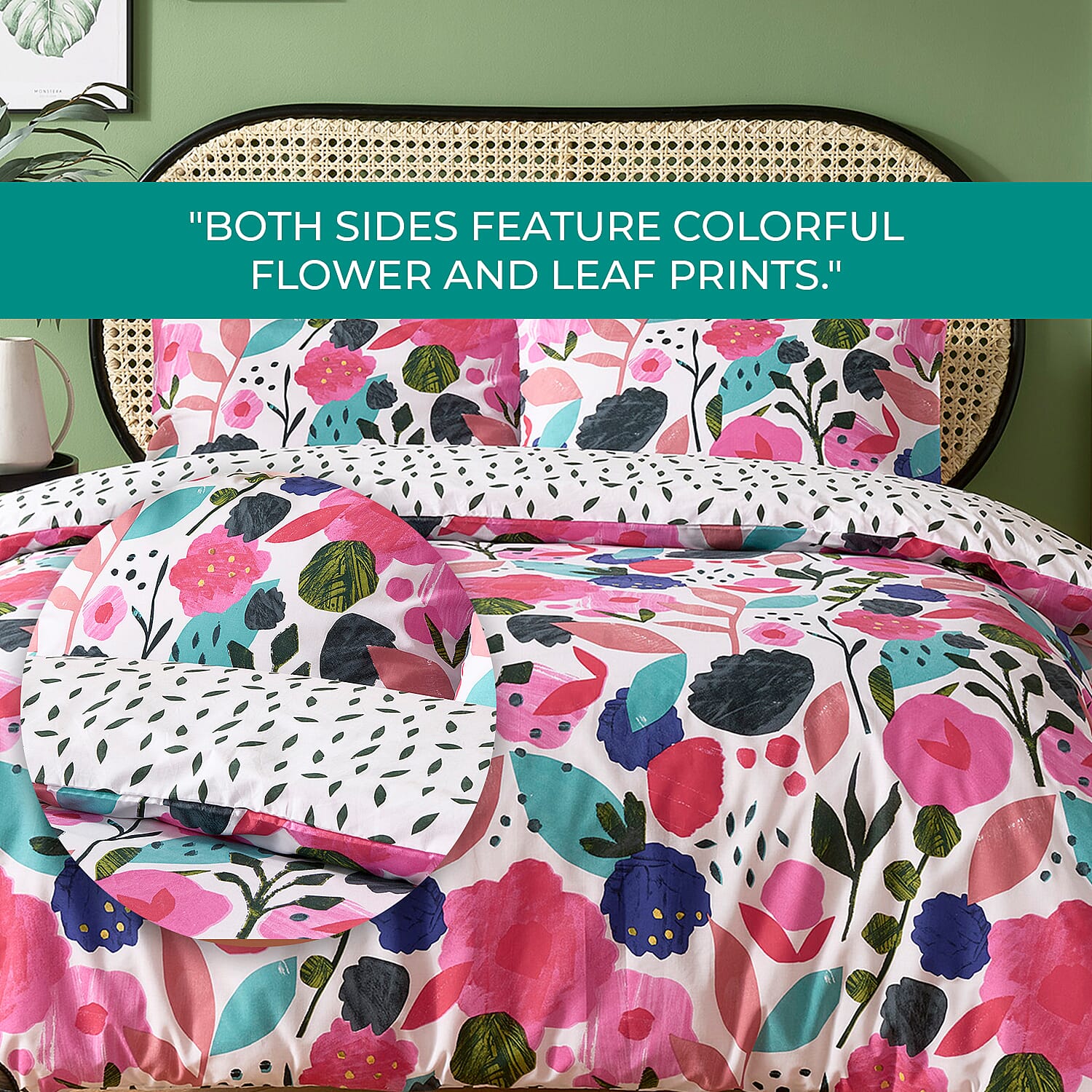 Kate Merritt Tropical Garden Cotton Duvet Cover Sets King - Green & Multi