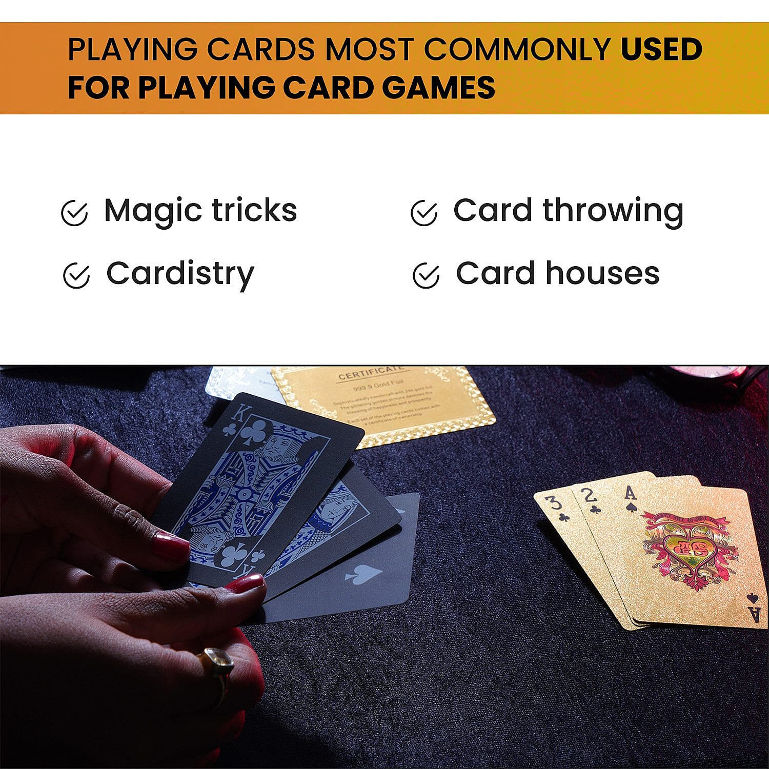 Pack of 2 Gold and Black Playing Cards