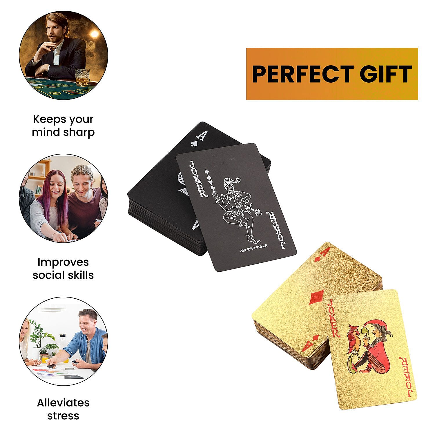 Pack of 2 Gold and Black Playing Cards