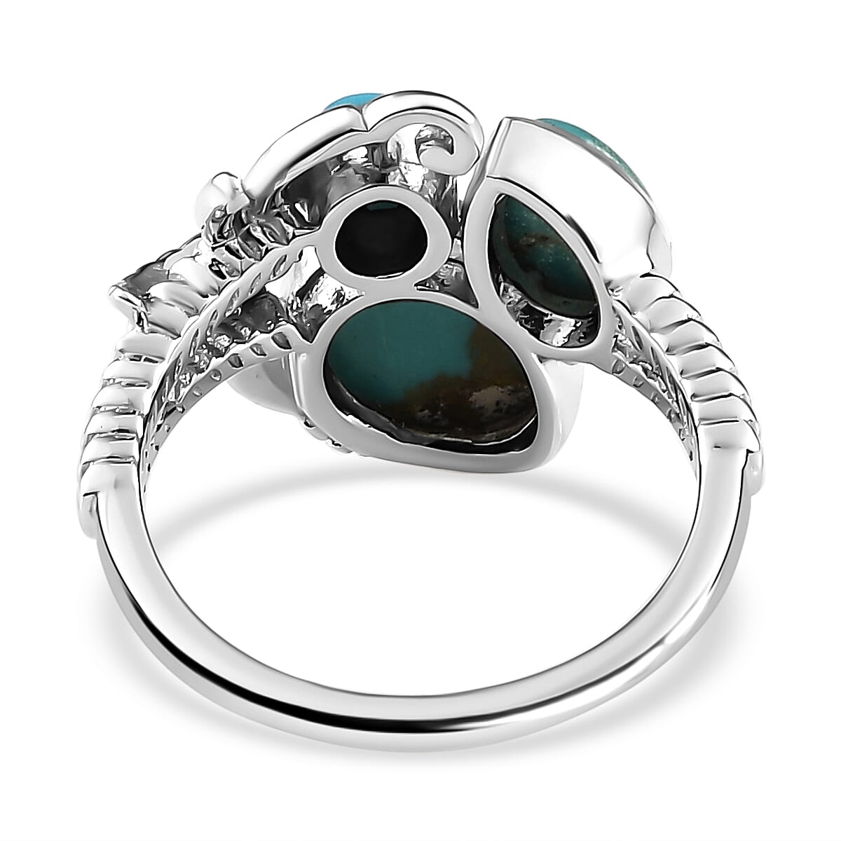 Sierra Nevada Turquoise and Arizona Sleeping Beauty Turquoise Ring in Platinum Overlay Sterling Silver 3.068 Ct.