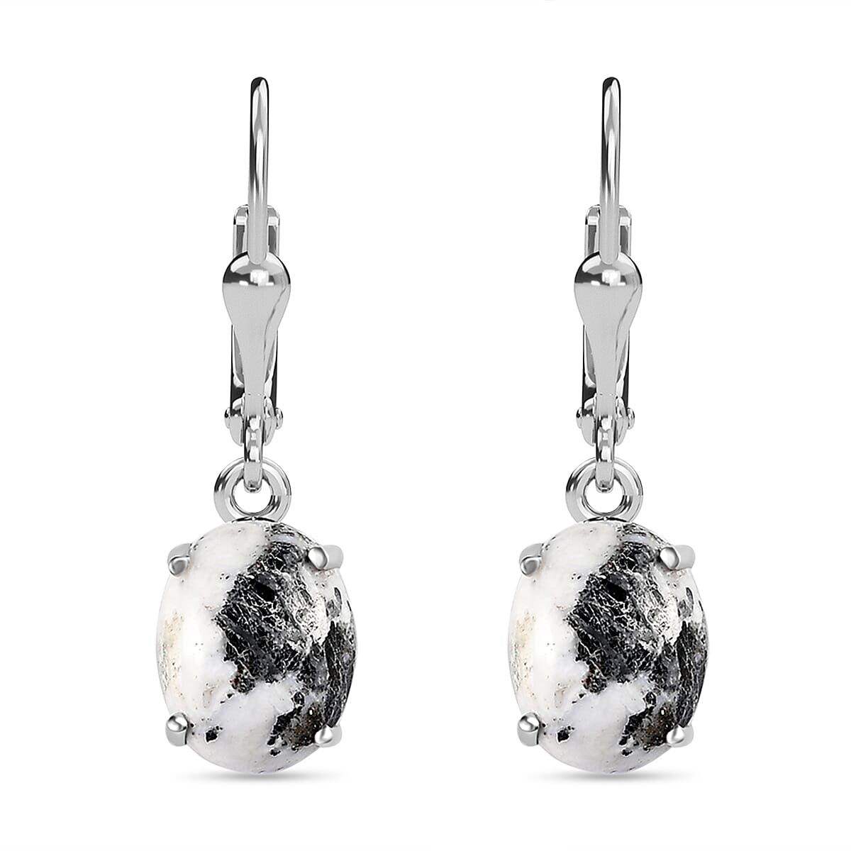 White Buffalo Earrings (With Lever Back) in Platinum Overlay Sterling Silver 5.15 Ct.