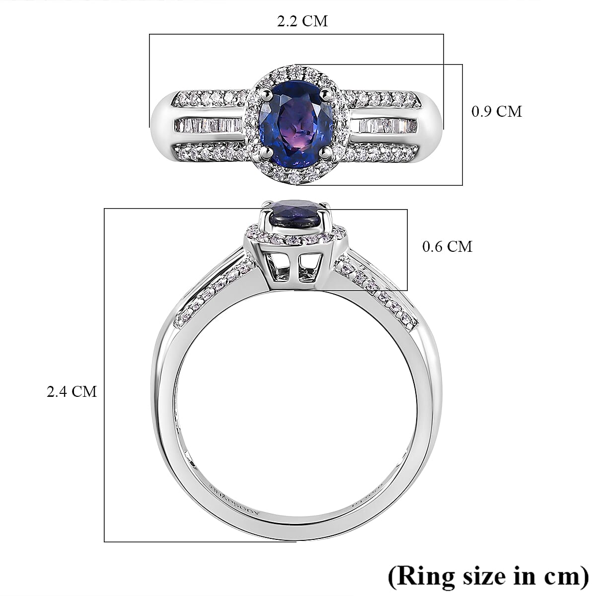 Rare Finds RHAPSODY 950 Platinum AAAA Colour Change Sapphire and Diamond (VS-E-F) Ring 1.12 Ct, Platinum Wt. 5.48 Gms