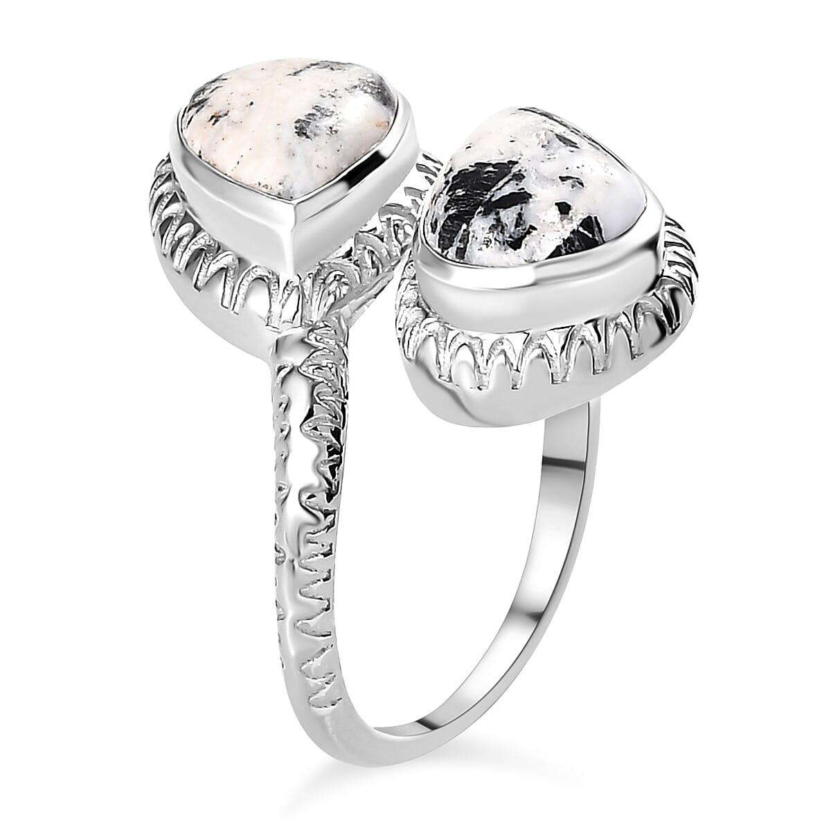 White Buffalo Crossover Ring in Platinum Overlay Sterling Silver 4.05 Ct.